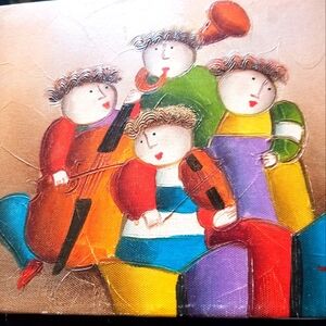 J ROYBAL "orchestra" SIGNED acrylic on canvas 8x10